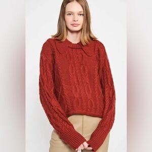 En Saison Cognac Chunky Knit Collar Sweater